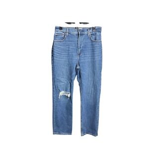 Abercrombie Fitch Jeans Ultra High Rise Straight Leg Blue Distressed Size 29